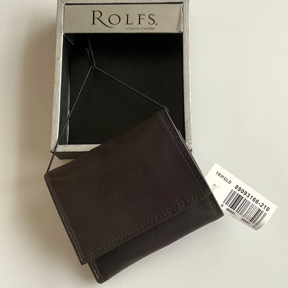 ROLFS GENIUNE LEATHER TRI FOLD WALLET BROWN